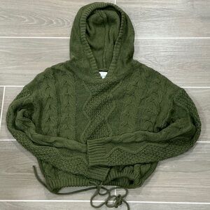 Pink Rose Forest Green Cable Knit Women's Sweater